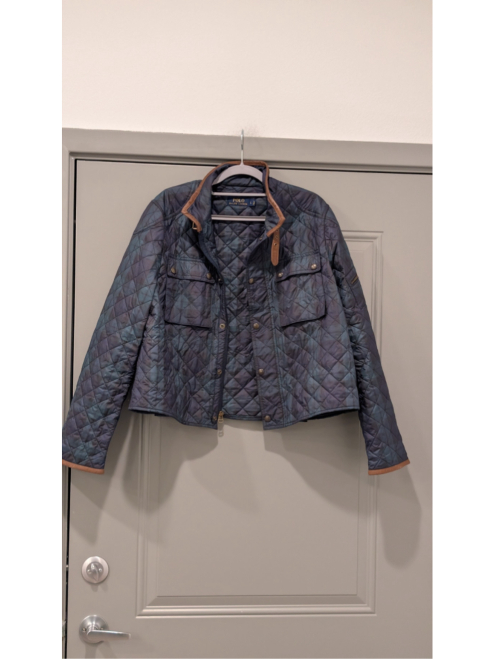 Polo Ralph Lauren Plaid Quilted Leather Trim Equestrian Jacket L
